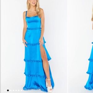 NWT SMYM LADY CORSET DRESS -BLUE LUX SATIN